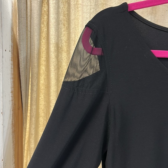 Black Daisy Trim Asymmetrical Top - Joseph Ribkoff - Picture 4 of 5